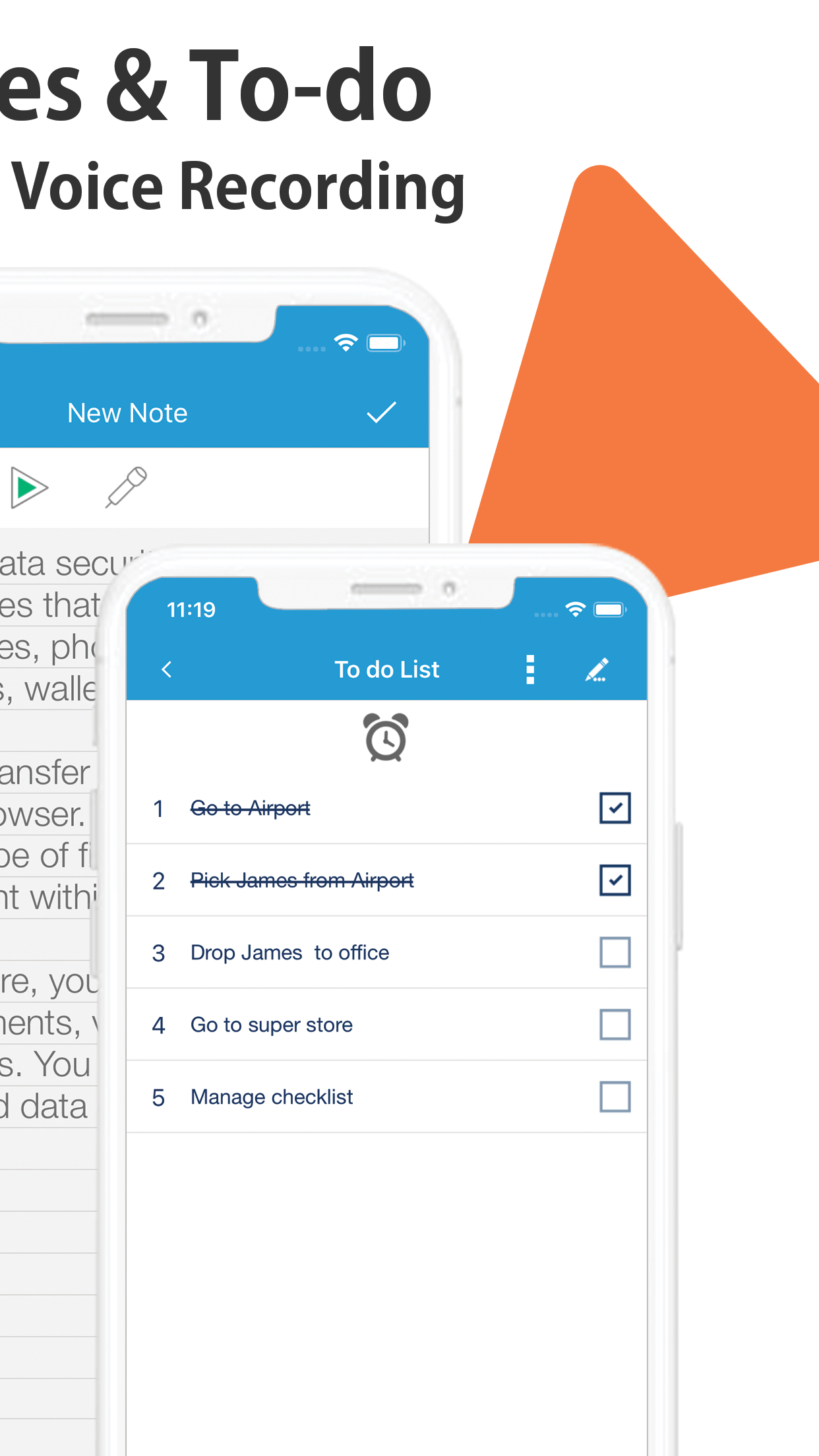 Private notes and recording tools on a mobile device